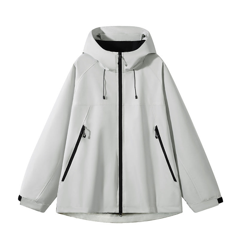 Herren elastische Softshell-Hoodiejacke mit ergonomischem Raglanschnitt, Zwei-Wege-Reißverschluss und verstellbaren Klettmanschetten Drune