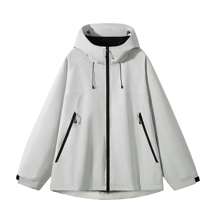 Herren elastische Softshell-Hoodiejacke mit ergonomischem Raglanschnitt, Zwei-Wege-Reißverschluss und verstellbaren Klettmanschetten Drune