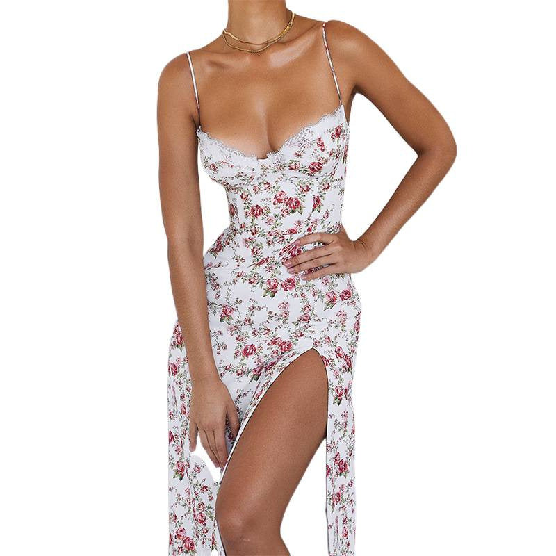 Damen Blumenkleid mit Spitze Drune