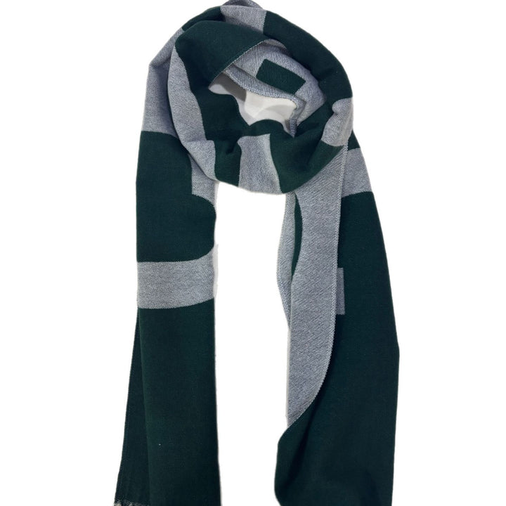 Damen Oversize-Strickschal mit Blockstreifen und Fransen Drune