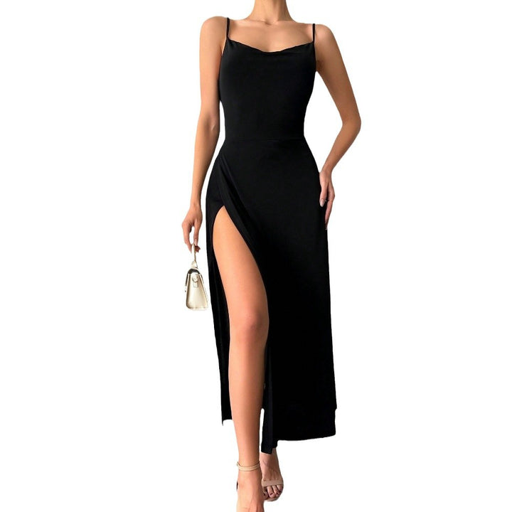 Damen Maxikleid mit raffiniertem Schlitz und verstellbaren Spaghettiträgern Drune