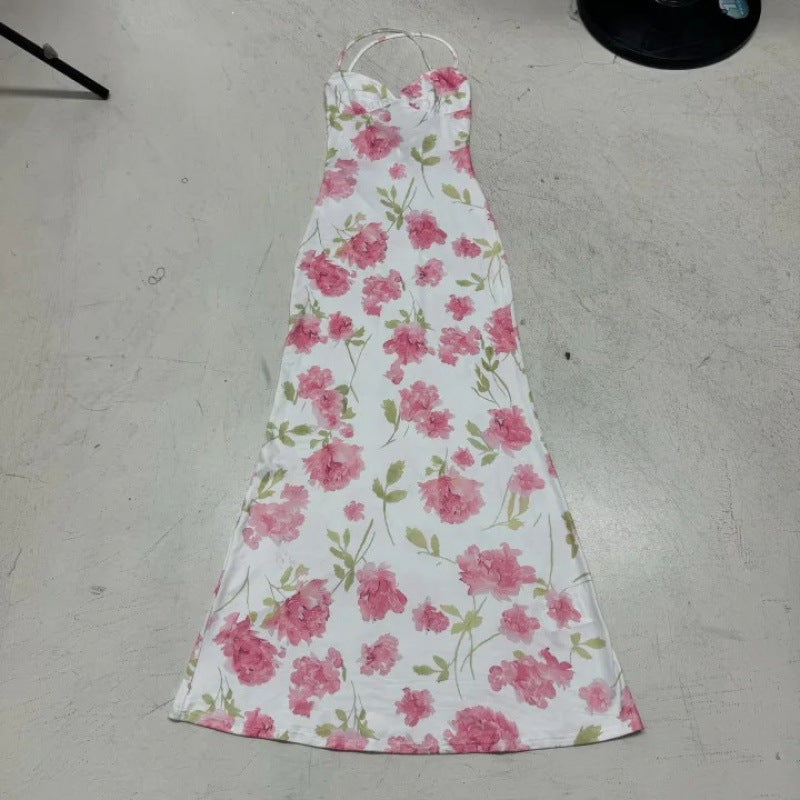 Damen Sommerliches Maxikleid mit floralem Muster und feinen Spaghetti-Trägern Drune
