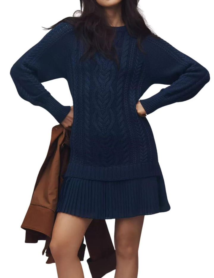 Damen nan Kabelstrick-Pullover mit Tunika-Schnitt, Zopfmuster und Rippbündchen Drune