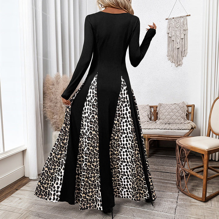 Damen Maxikleid mit eingesetzten Animal-Print-Panels und quadratischem Ausschnitt Drune