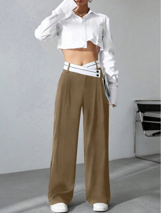 Damen Modische Palazzo-Hose mit asymmetrischem Bund Drune