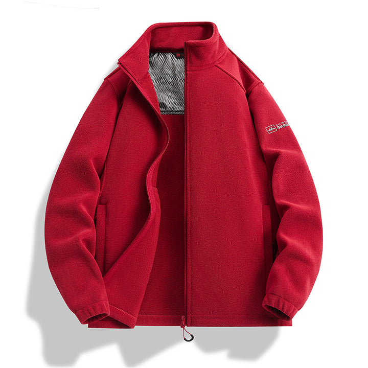 Herren Fleecejacke mit Stehkragen, Windabweisender Microfleece und Reißverschlusstaschen Drune
