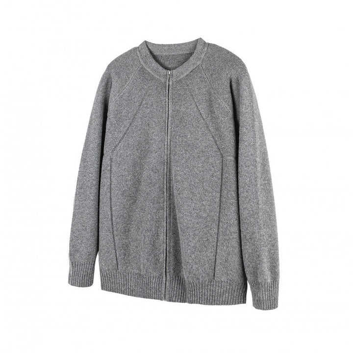 Unisex Gepflegte Strick-Zipjacke im Oversize-Bomberstil mit Rundhalsausschnitt Drune