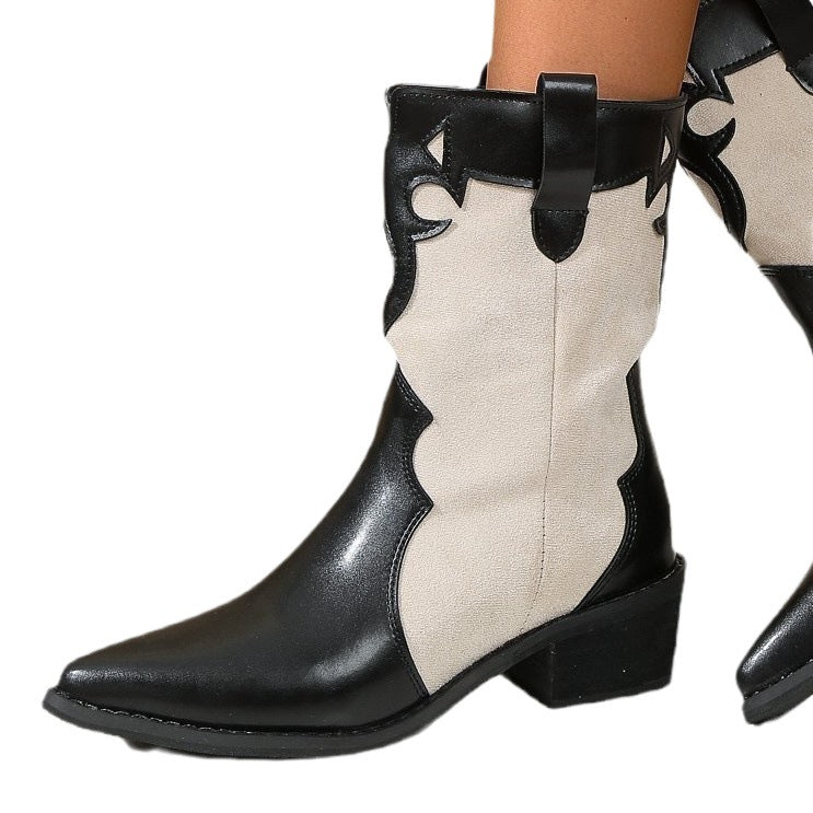 Damen Cowboy-Stiefel mit modischen Akzenten und robustem Blockabsatz Drune