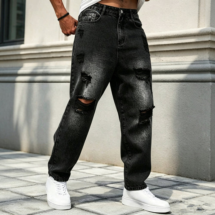 Herren Modische Destroyed Jeans Drune