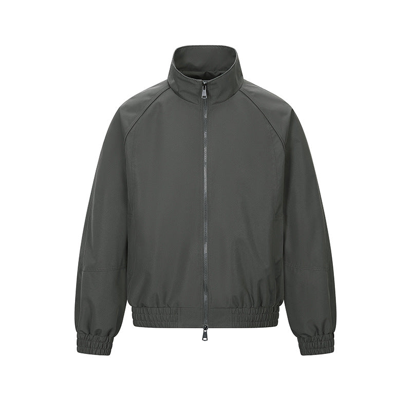 Herren Leichte Utility-Trainingsjacke mit Stehkragen, Zwei-Wege-Reißverschluss und elastischem Bund Drune
