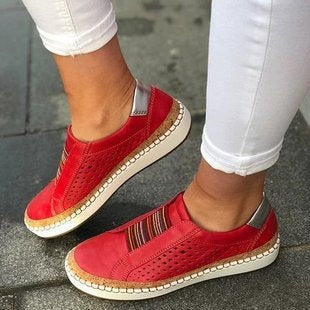 Damen Komfort-Slip-On-Sneaker aus Veloursleder mit elastischem Mehrstreifen-Dehnband und geflochtenem Espadrille-Detail Drune