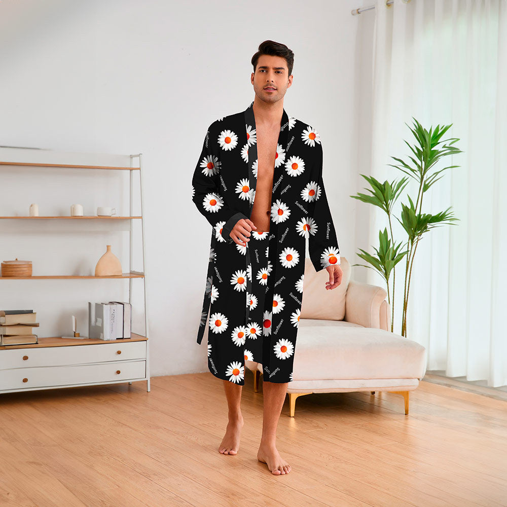 Herren Kimono-Robe mit modernem geometrischem Muster und praktischem Gürtel Drune