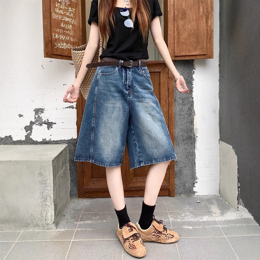 Damen weite Denim-Shorts im modernen Design mit praktischen Taschen Drune