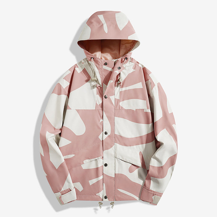 Damen Modische Übergangsjacke mit Kapuze und einzigartigem Print Drune