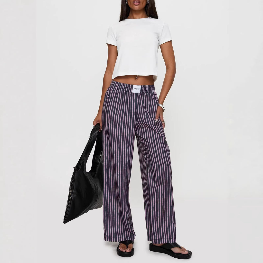 Damen Locker geschnittene Streifenhose Drune