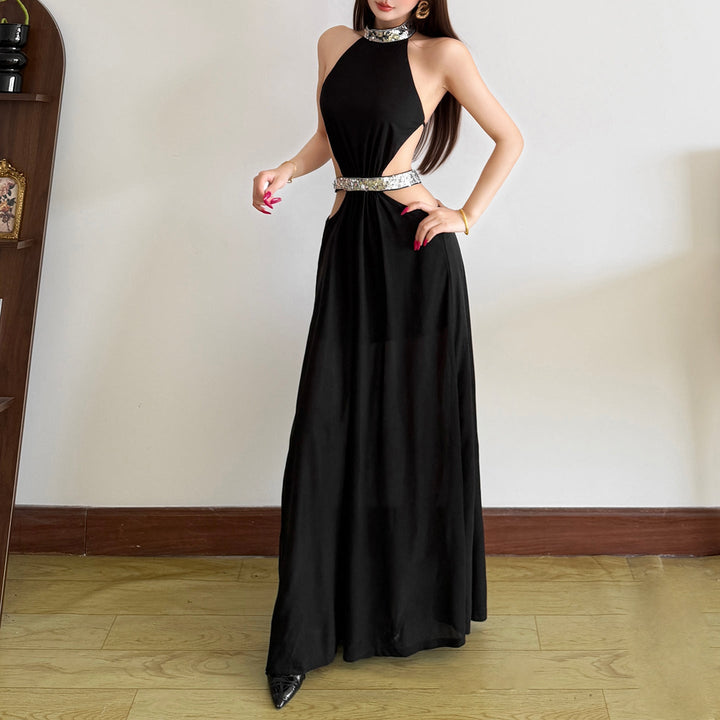 Damen Maxikleid mit seitlichen Cut-Outs und schwingendem Rock Drune
