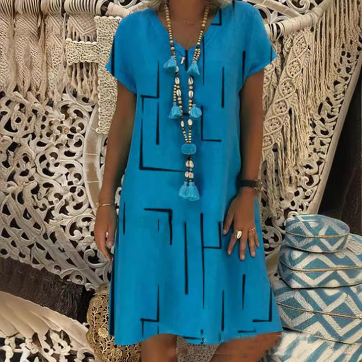 Damen Lässiges Sommerkleid mit modernem grafischem Design und schmeichelndem Schnitt Drune