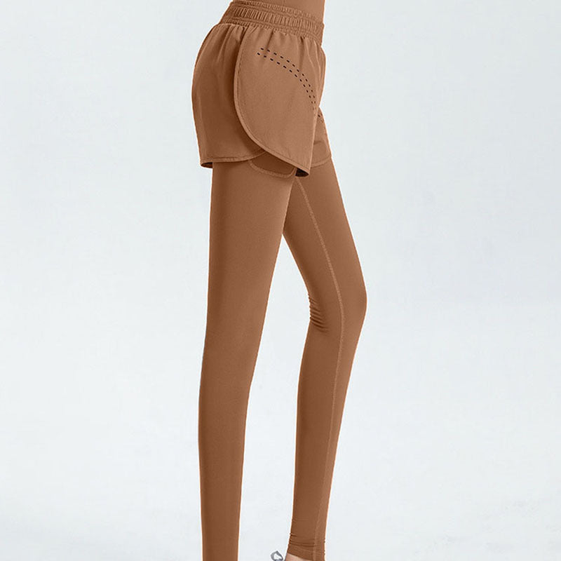 Damen Sportliche Leggings mit integriertem kurzer Shorts Drune