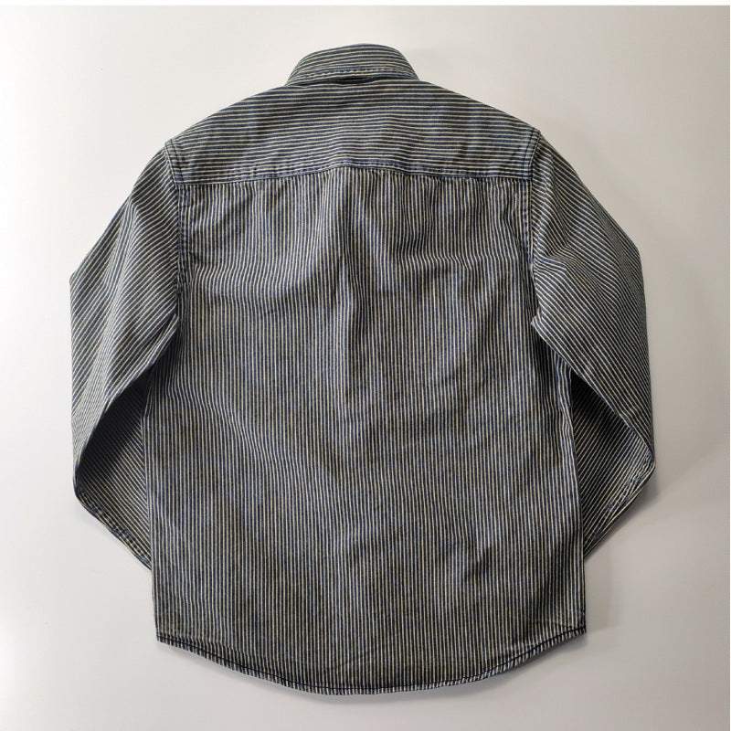 Herren Gestreifte Baumwoll-Hemdjacke Drune