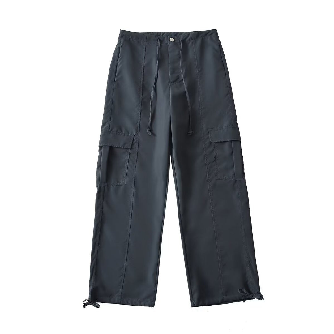 Damen bequeme Cargo-Hose mit verstellbarem Bund und funktionellen Taschen Drune