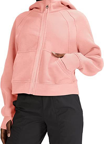 Damen lässige Kapuzenjacke mit nach unten gerafftem Schnitt und praktischen Taschen Drune