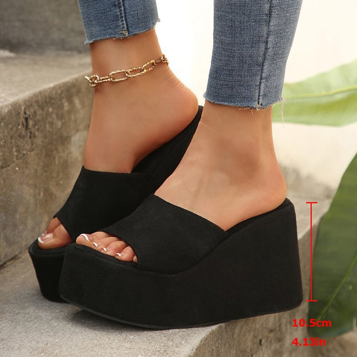 Damen Plateau-Sandalen mit transparentem Riemen und rutschfester Sohle Drune
