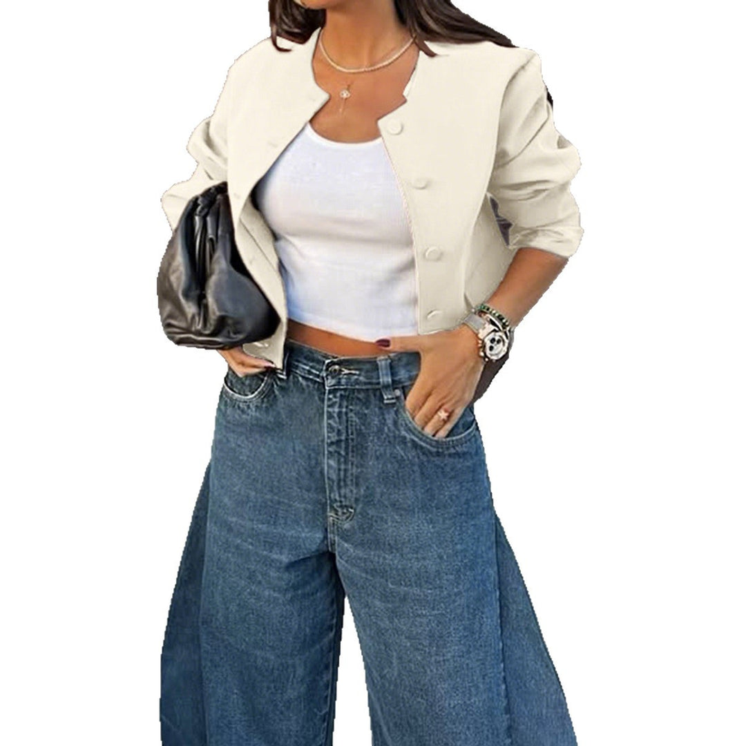Damen nan oversized Wolljacke mit Druckknopfleiste, kastiger Silhouette und aufgesetzten Taschen Drune