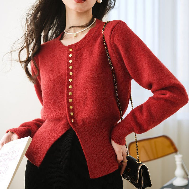 Damen modische Strickjacke mit Knopfdetails und lässigem Schnitt Drune