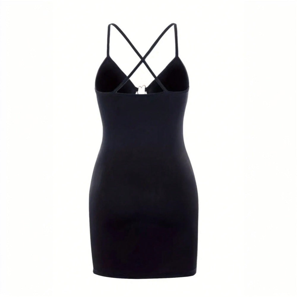 Damen verspieltes Minikleid mit herzförmigen Ausschnitten und feinen Trägern Drune