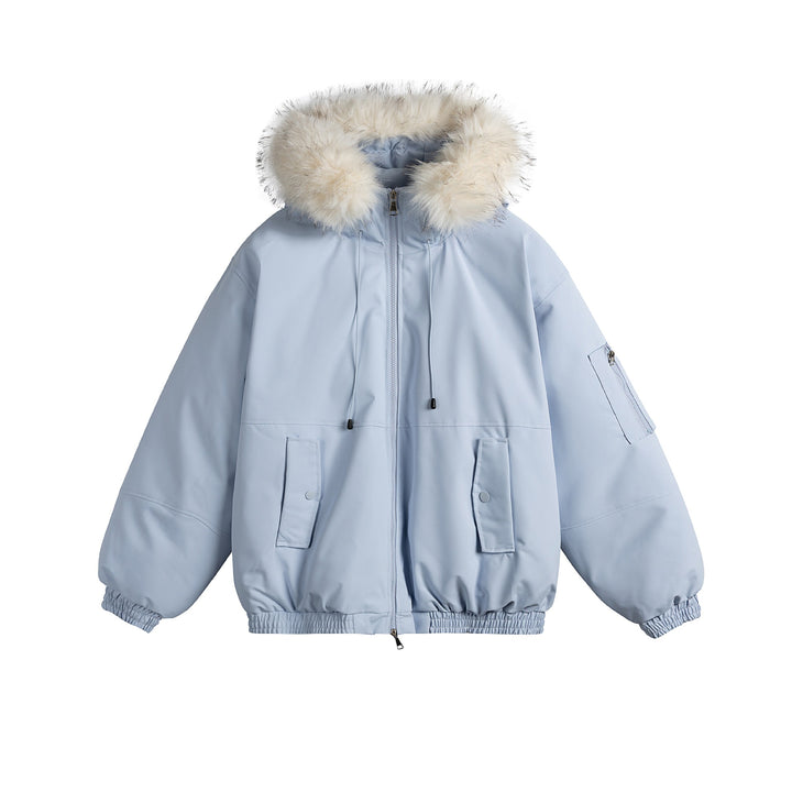 Damen Oversize-Parka im Bomberstil mit abnehmbarer Kunstfellkapuze Drune