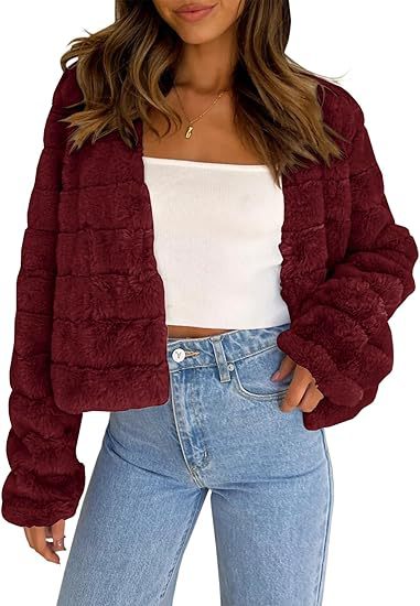 Damen Kuschelige Kurzjacke mit strukturiertem Design und weichem Innenfutter Drune