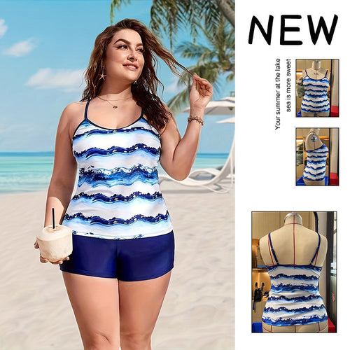 Damen Tankini mit dekorativem Wellenmuster Drune