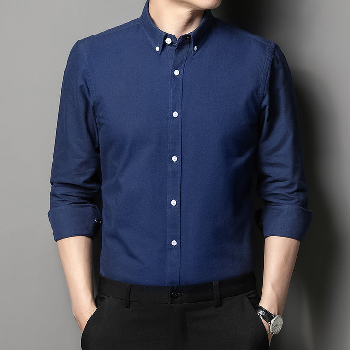 Herren Langarmhemd aus atmungsaktivem Baumwollmix mit modischem Button-Down Kragen Drune