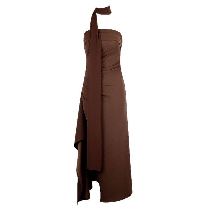 Damen Maxi-Kleid mit raffiniertem Wickeldesign und asymmetrischen Details Drune