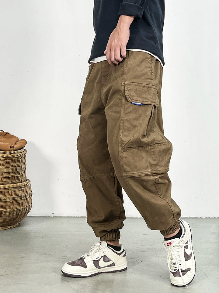 Herren Cargohose im Camouflage-Utility-Stil mit geradem Bein und robustem Canvas Drune