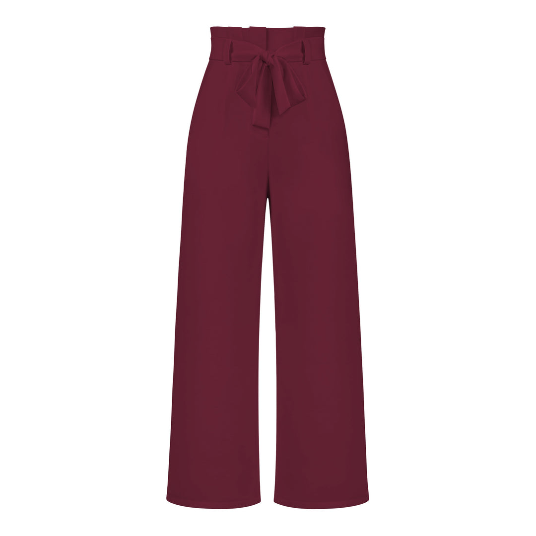 Damen Weit geschnittene Hochbundhose mit Bindegürtel Drune