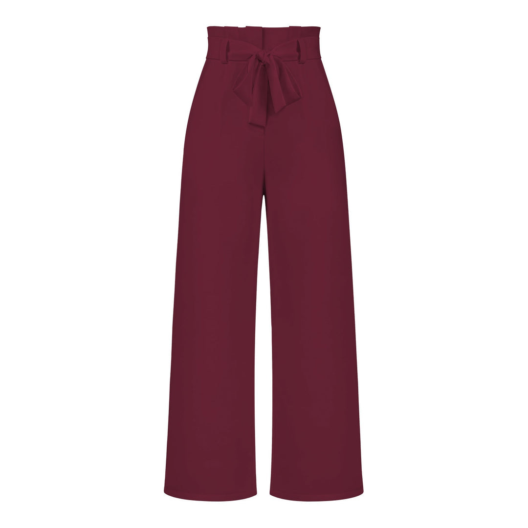 Damen Weit geschnittene Hochbundhose mit Bindegürtel Drune