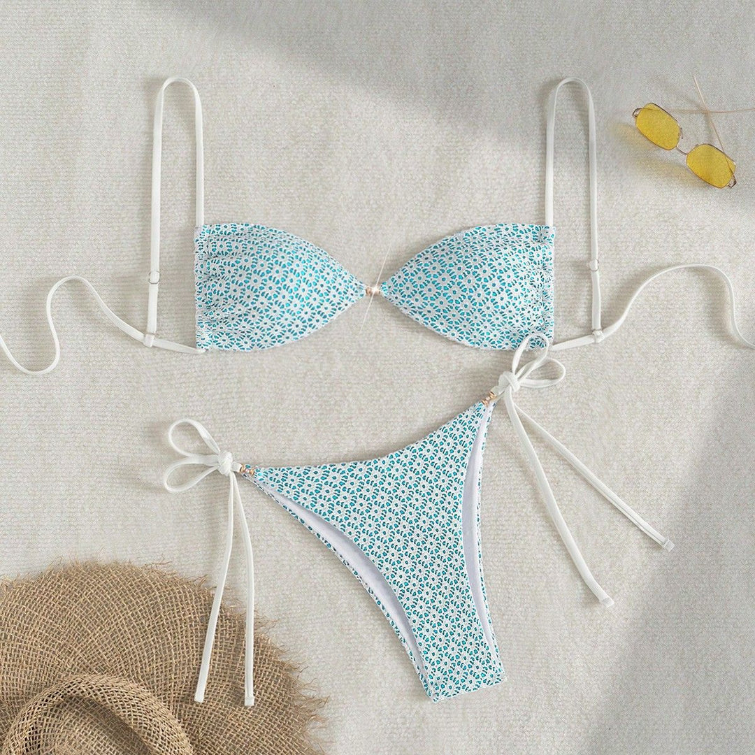 Damen Triangel-Bikini mit verspieltem Blumendruck Drune