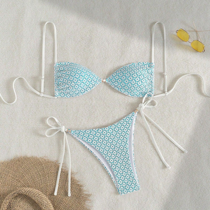 Damen Triangel-Bikini mit verspieltem Blumendruck Drune