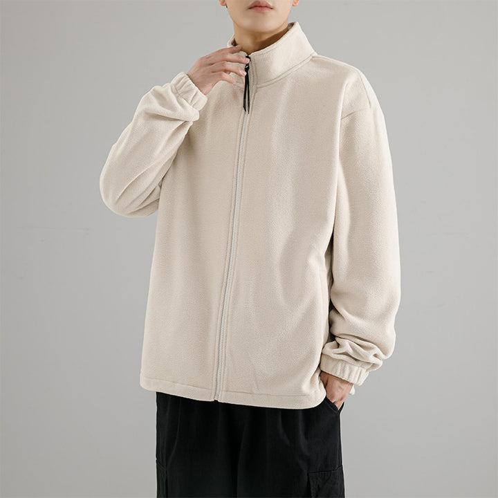 Herren Fleecejacke mit Stehkragen, durchgehendem Reißverschluss und elastischen Bündchen Drune