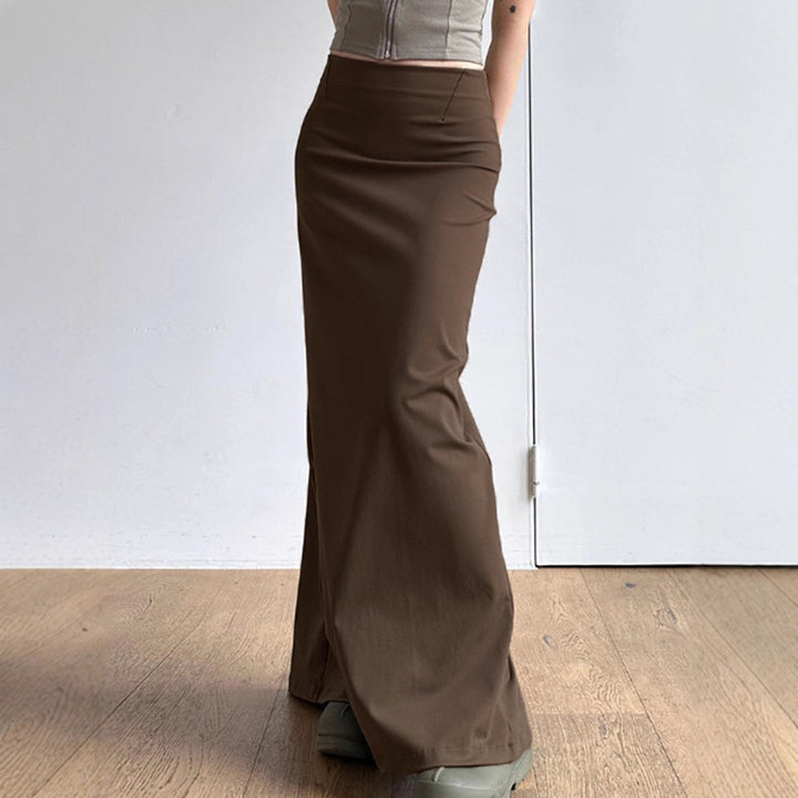 Damen nan taillierter Maxirock mit hohem Bund, geradem Fall und seitlichem Schlitz Drune