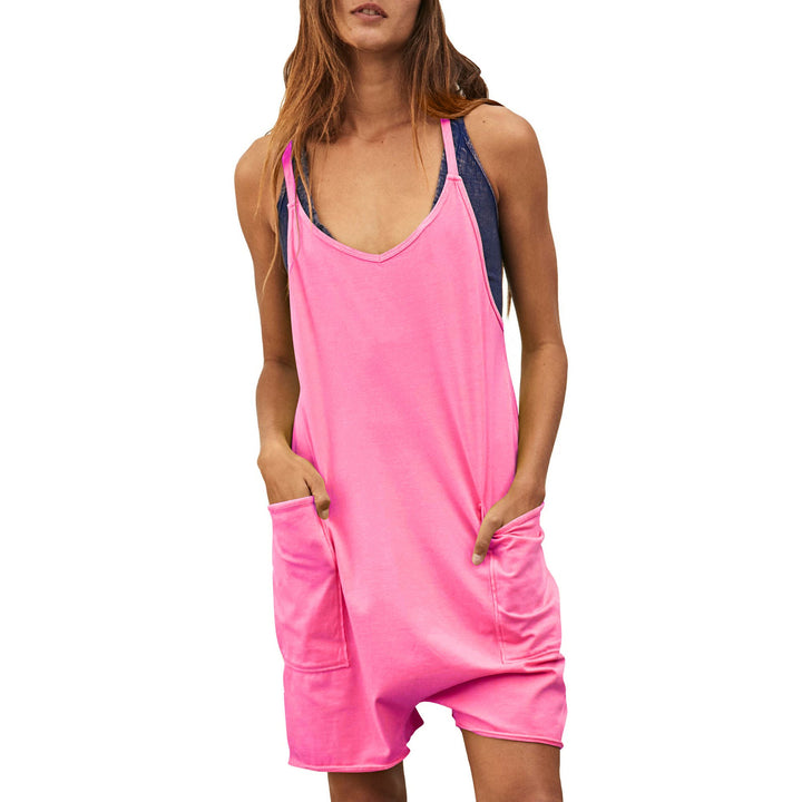 Damen komfortabler Overall mit tiefem Ausschnitt und praktischen Taschen Drune