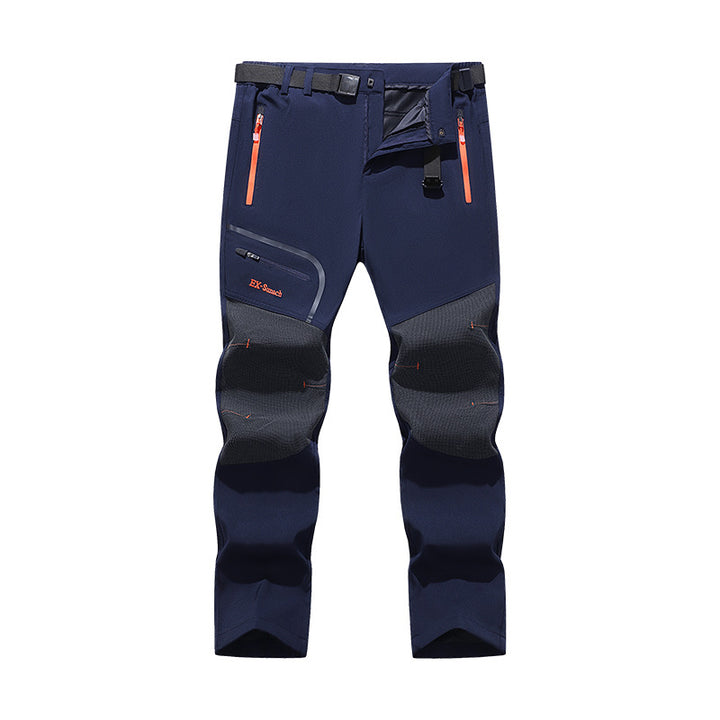 Herren Softshell-Outdoorhose mit verstärkten Kniepartien, Reißverschlusstaschen und elastischem Bund Drune