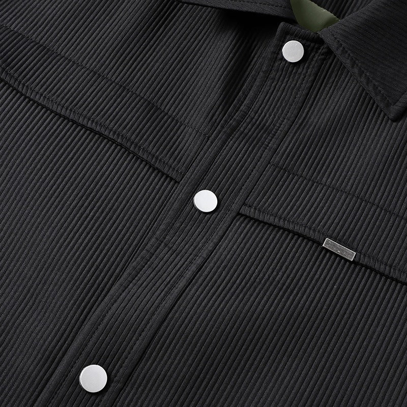 Herren Cord-Überhemdjacke mit Druckknopffront, durchgehendem Futter & Relaxed-Schnitt Drune