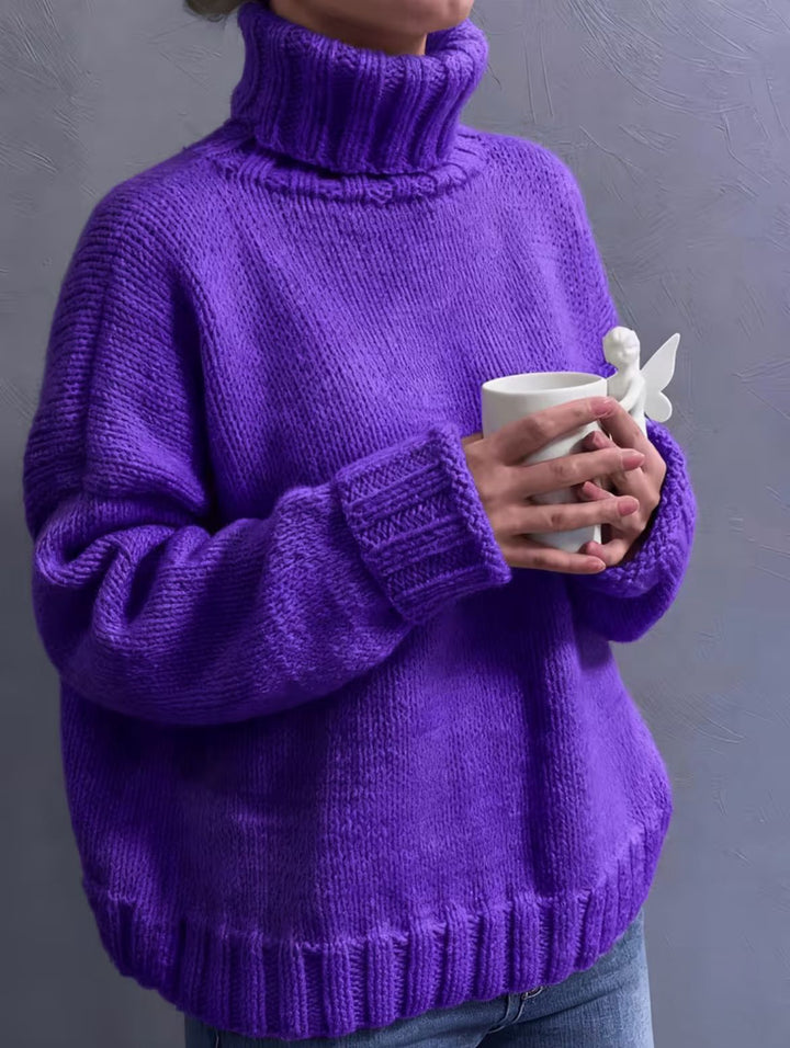 Damen Oversize-Rollkragenpullover im Fluffy-Mix mit breiten gerippten Bündchen Drune