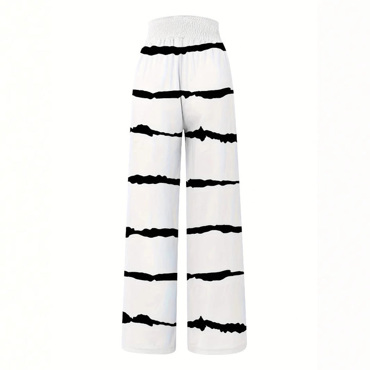 Damen weit geschnittene Sommerhose mit elastischem Bund und modischem Streifenmuster Drune