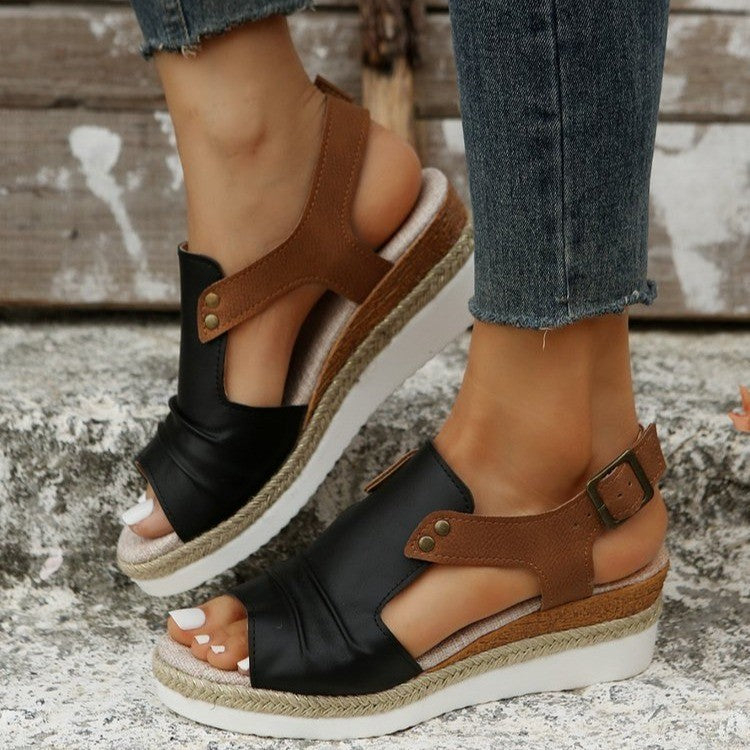 Damen Komfortable Plateau-Sandalen mit Riemen Drune