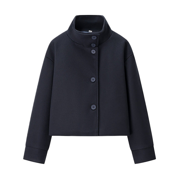 Damen trendige cropped Übergangsjacke mit elegantem Stehkragen und praktischen Knopfdetails Drune