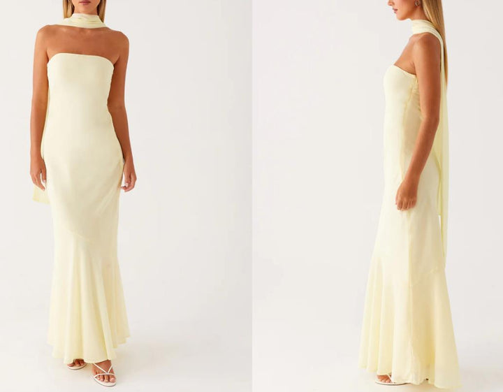 Damen Elegantes Langarm Abendkleid im Blumendesign Drune
