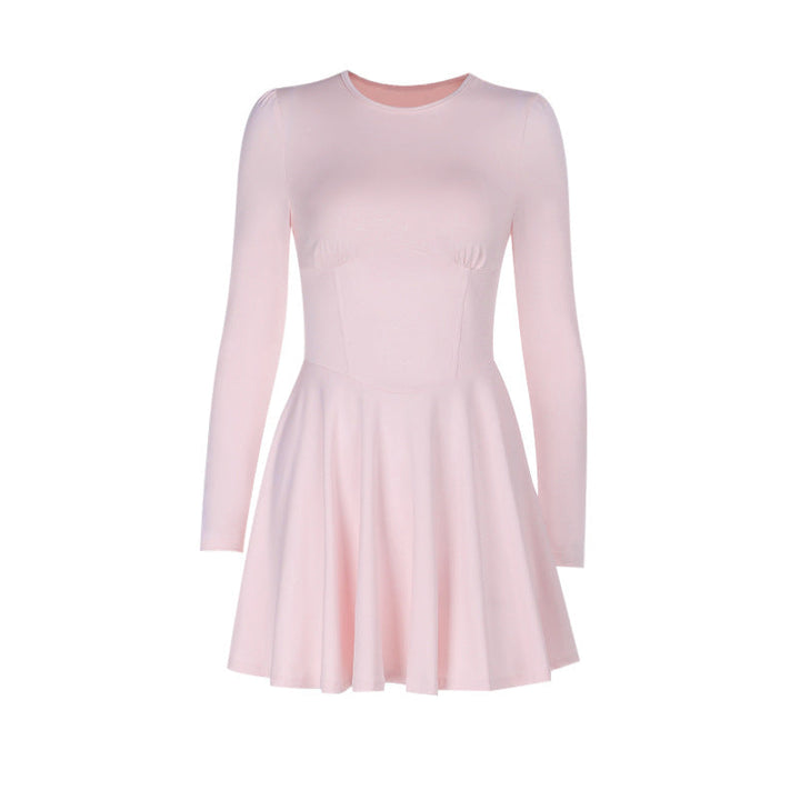 Damen elegantes Minikleid im klassischen A-Linien-Schnitt mit langen Ärmeln und schickem Herzausschnitt Drune